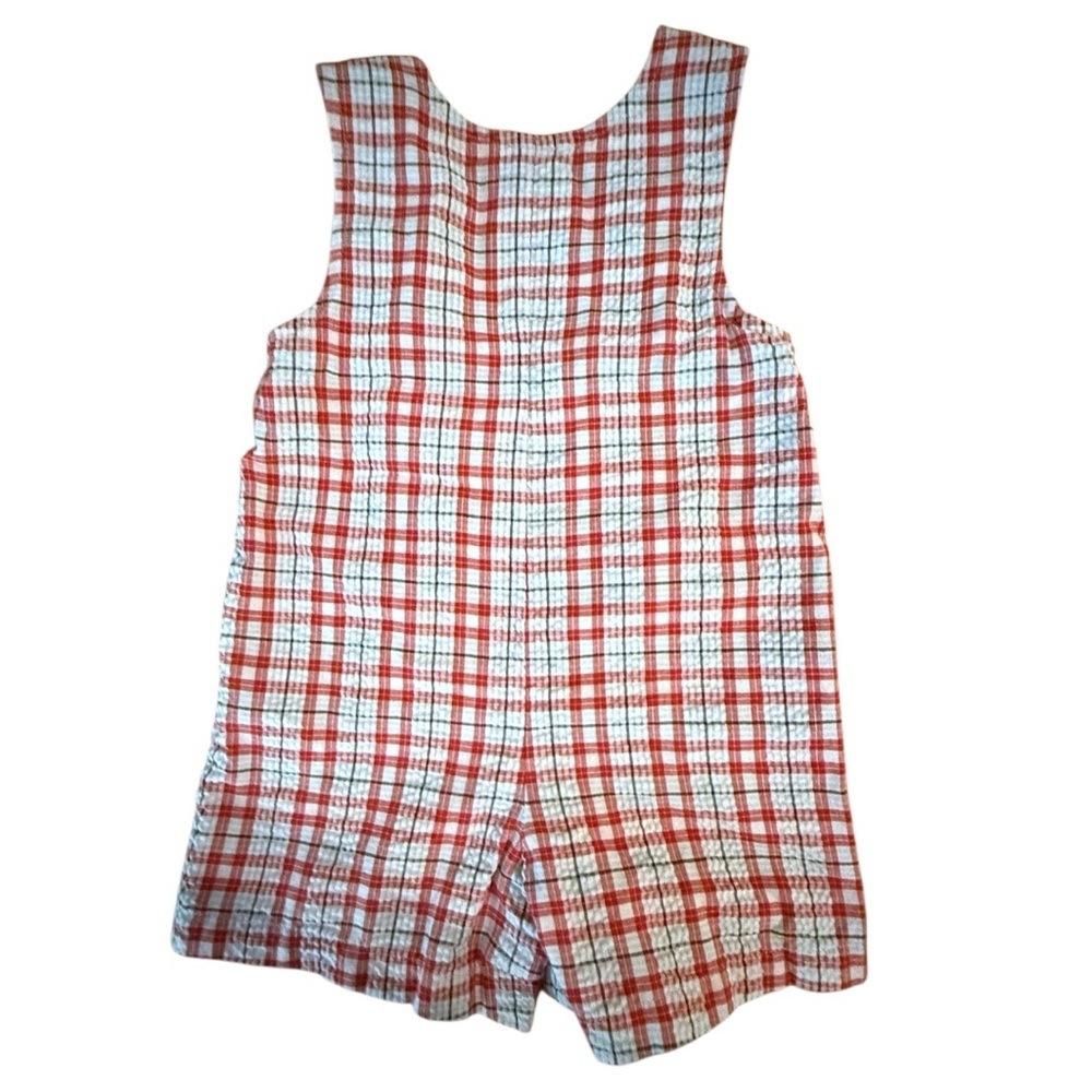 Vintage Proffitt’s Red Plaid “All Star 5” Seersucker Romper Baby Boy 12M Y2K - Picture 2 of 5